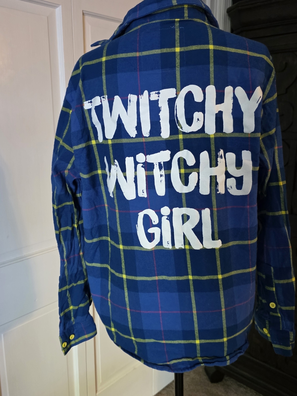 Coraline x Cakeworthy Plaid Button Down Shirt M Blue Flannel